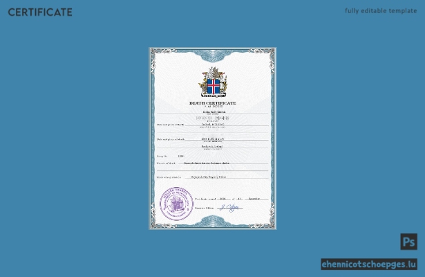 Isländische Personenstandsurkunde (PSD-Beispielvorschau)